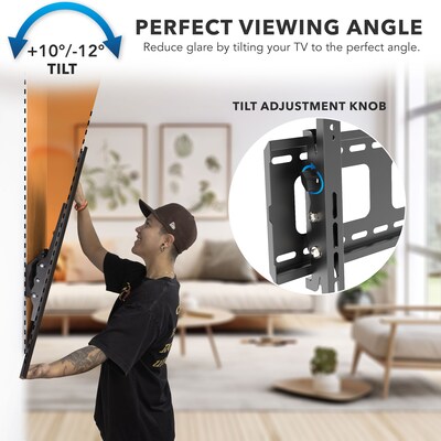 Mount-It! Heavy-Duty Tilt TV Wall Mount, Fits 43" to 90" TVs, Holds 220 lbs., Black (MI-2303L)