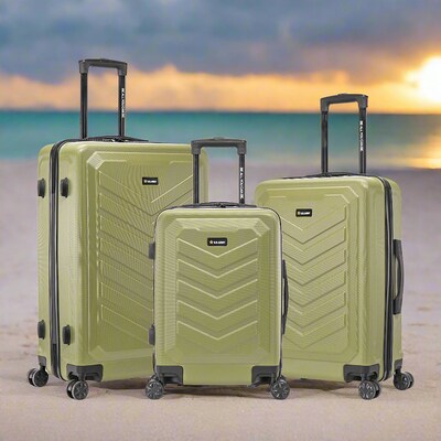 US Army FOX 3-Piece Hardside Spinner Carry-On Luggage Set, TSA Checkpoint Friendly, Olive Drab (USLFOXSML-GRN)