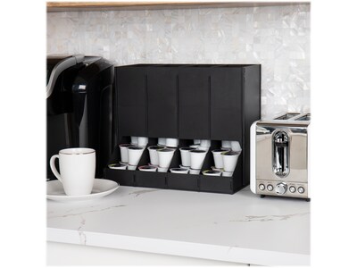 Mind Reader Plastic 4-Compartment Single Serve Coffee Pod Dispenser, 120 Pod Capacity, Black (CPODBK-BLK)