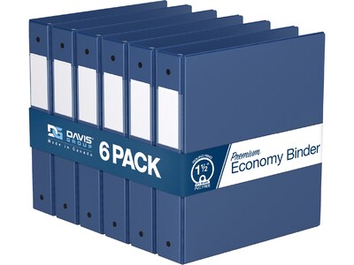 Davis Group Premium Economy 1 1/2 3-Ring Non-View Binders, Royal Blue, 6/Pack (2312-92-06)