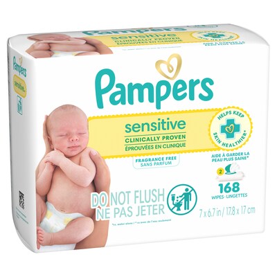 Pampers Sensitive Baby Wipes, 2 Flip-Top Packs, 168 Total Wipes (870870)