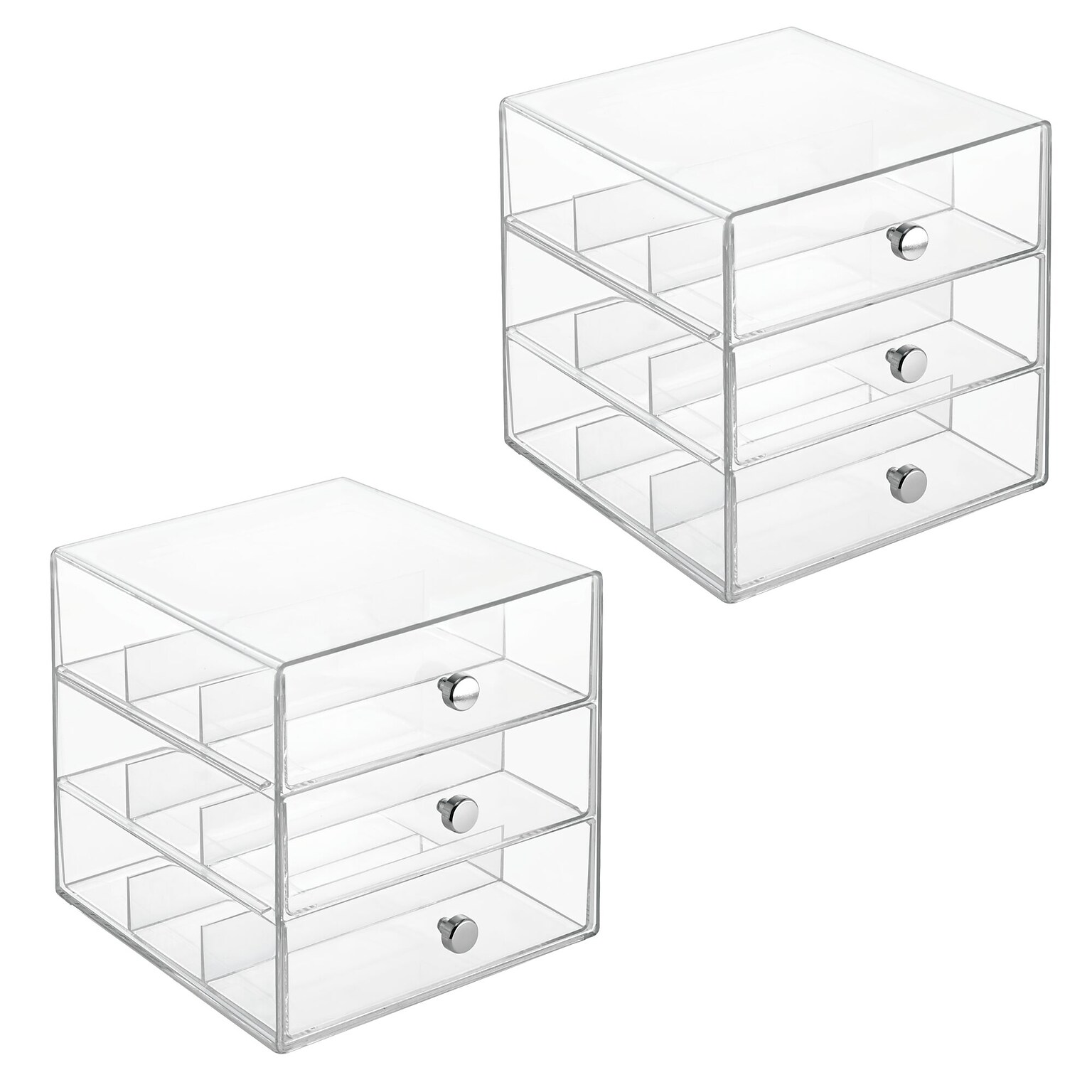 iDESIGN Stackable Storage Drawer, 3 Drawers, Plastic, Clear, 2/Pack (29094M2)