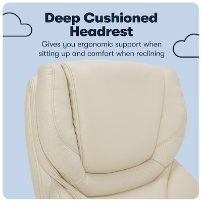Serta Big and Tall Ergonomic Bonded Leather Swivel Executive Chair, Ivory (43506B)