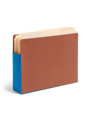 Smead Extra Wide Recycled Reinforced File Pocket, 3 Expansion, Letter Size, Blue/Brown, 10/Box (736