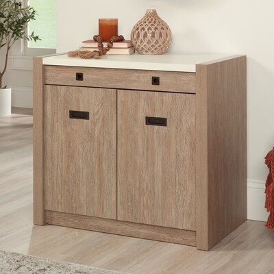 Sauder Dixon City 30H Storage Cabinet with 2 Shelves, Brushed Oak (432888)