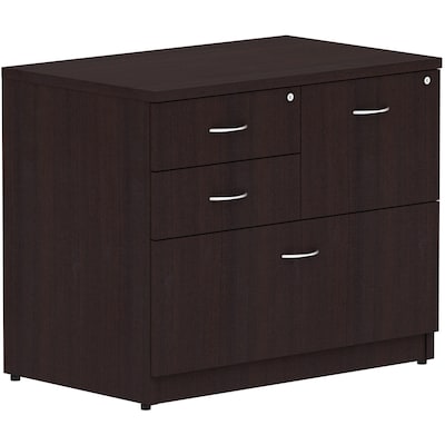 Lorell Essentials 4-Drawer Lateral File Cabinet, Letter/Legal Size, Lockable, 29.5H x 35.5W x 22D, Espresso (LLR18273)