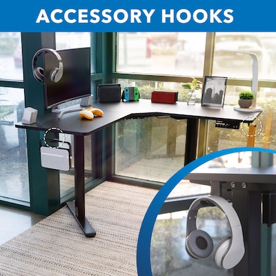 Mount-It! MI-15003 47"W L-Shaped Adjustable Particle Board Standing Desk, Black (MI-15003)