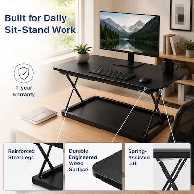 Uncaged Ergonomics CHANGEdesk 27.5"W Mini Desktop Standing Desk Converter, Black (CDMM-B)