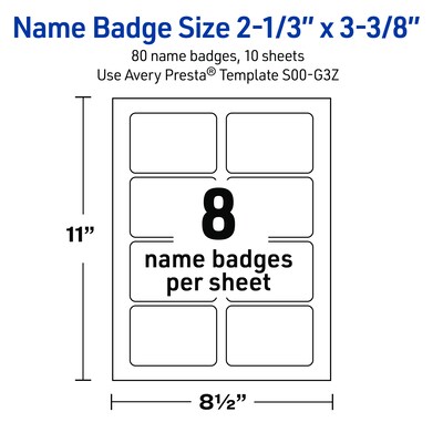Avery Rectangle Laser/Inkjet Multipurpose Labels, 2-1/3" x 3-3/8", White, 80/Pack (19479371022)