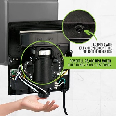 Alpine Industries Willow Commercial High Speed 110V Automatic Electric Hand Dryer, Black (405-10-BLA)