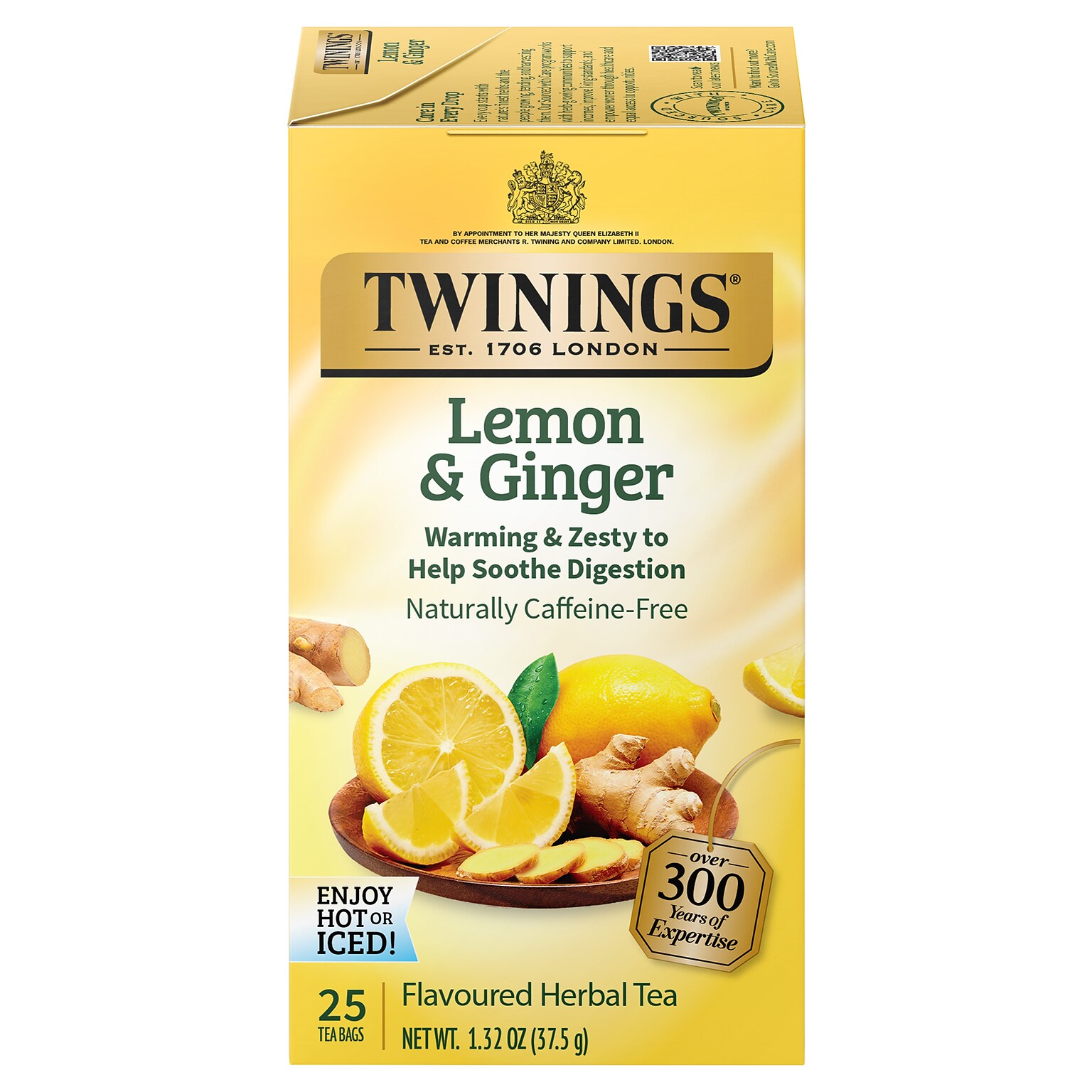 Twinings Lemon & Ginger Herbal Tea Bags, 25/Box (TNA85145)