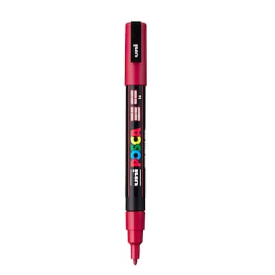 POSCA PC-3M Water Based Paint Marker, Fine Bullet Tip, Dark Red, 3/Pack (UBCPC3MDARKRED-3)