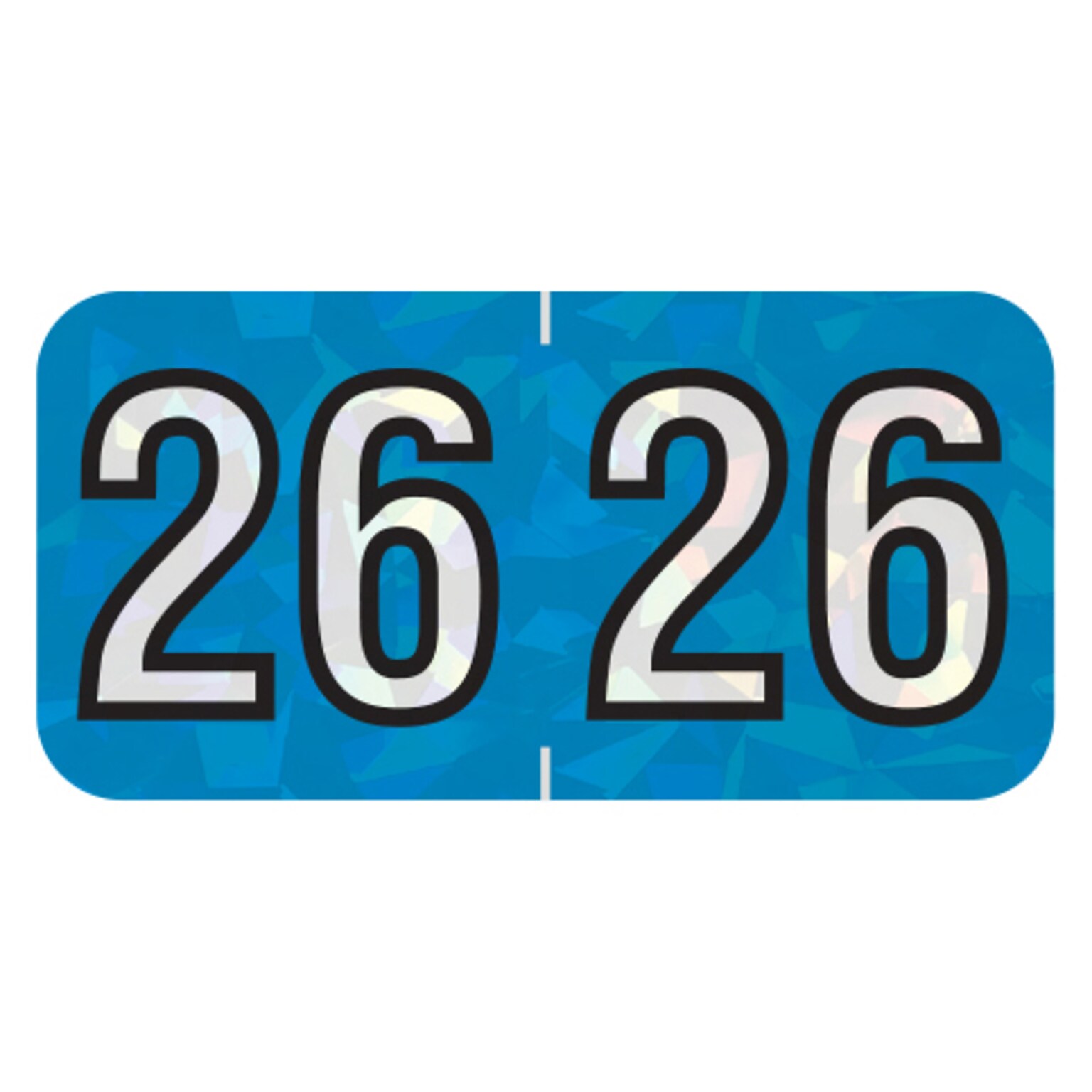 Medical Arts Press Holographic End-Tab Year Labels, 2026, Blue, 500/Roll