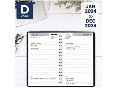 2024 AT-A-GLANCE DayMinder 5" x 8" Daily Planner, Black (SK46-00-24)