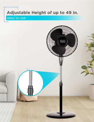 Black & Decker 16" Oscillating Pedestal Fan, 3-Speed, Black (BFSR16B)