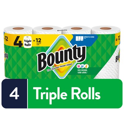 Bounty Select-A-Size Triple Roll Paper Towels, 2-Ply, 123 Sheets/Roll, 4 Rolls/Pack (06134)