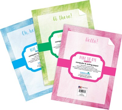 Barker Creek Tie-Dye & Ombré Computer Paper, 8.5" x 11", 60 lbs., Assorted Colors, 150 Sheets/Pack (4328)
