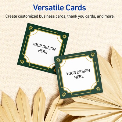 Avery Gold-Green Border Matte Blank Card, White, 120/Pack (S00-FDJ)