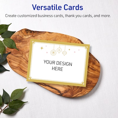 Avery Gold-Metallic Ornaments General Use Blank Cards, White, 20/Pack (S00-FH5)