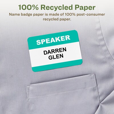 Avery EcoFriendly Stick On Sticker Name Tags/Labels, White, 50 Sheets/Pack, 400 Labels/Pack (45395)