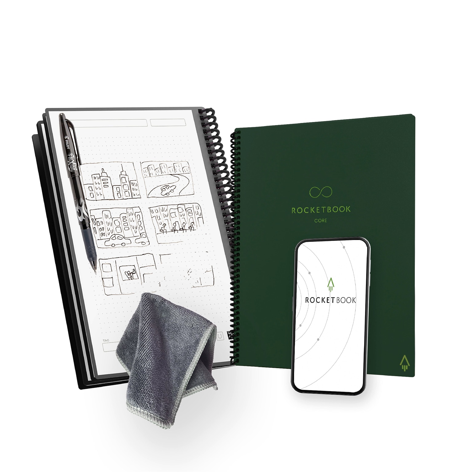 Rocketbook Core Smart Notebook, 6 x 8.8, Green (CREXDT-ENAM-GRN-01)