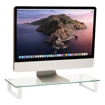 Mind Reader Contemporary Monitor Stand and Laptop Riser, Clear (GLASS-CLR)