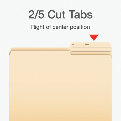 Pendaflex File Folder, 1-Tab, Right Position, Letter Size, Manila, 100/Box (1007078)