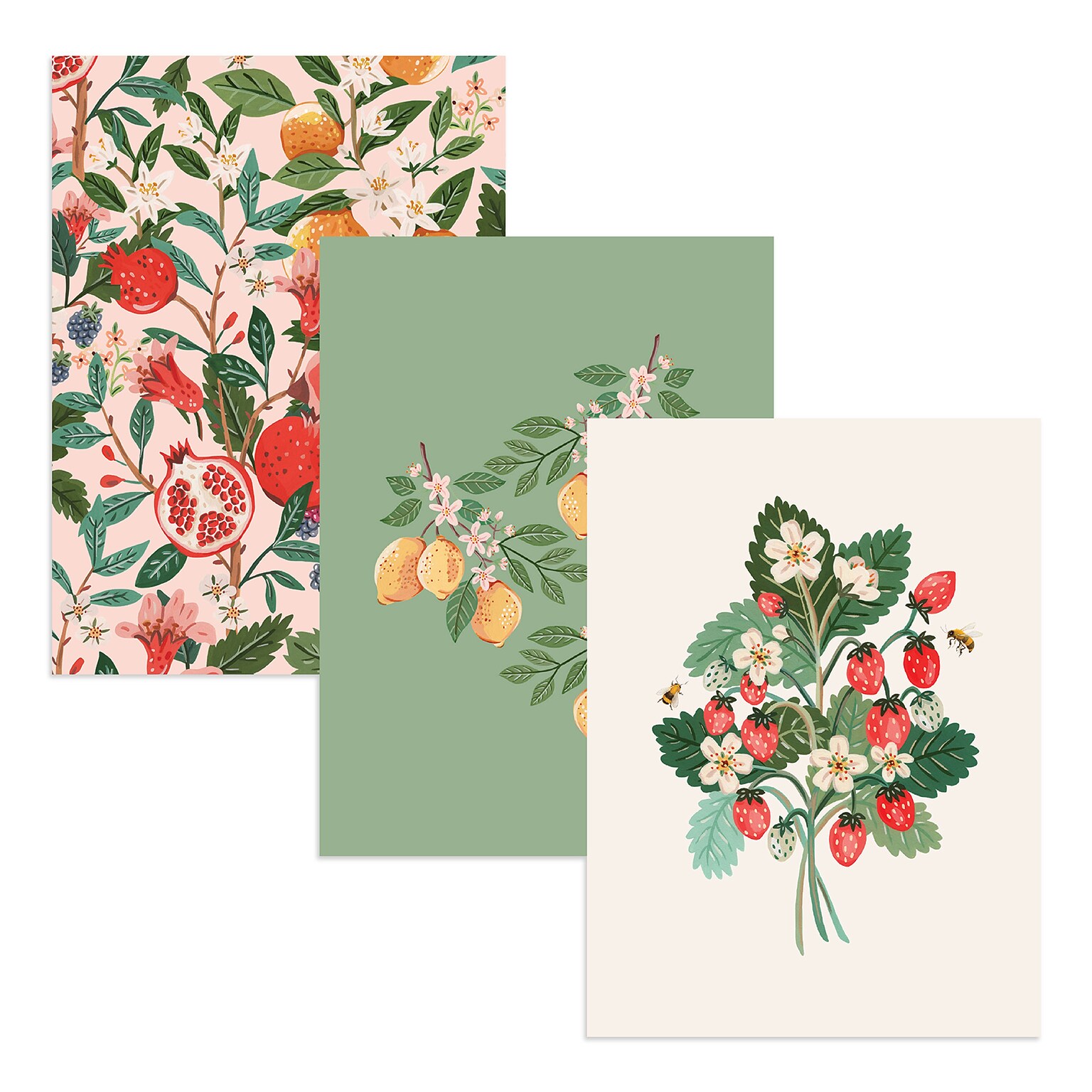 Blue Sky Bespoke Memo Pad, 7.5 x 5.5, Fruity Florals, 30 Sheets/Pad, 3 Pads/Pack (155579)