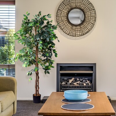 Forever Leaf 72" Artificial Ficus Silk Tree in Black Pot (FEV-FIC72)