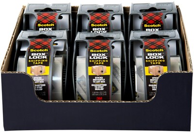 Scotch Box Lock 1.88" Packing Tape Dispenser, Clear, 6/Pack (1956)