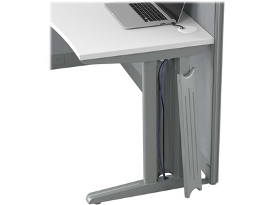 Bush Business Furniture Office in an Hour 63"H x 129"W 4 Person L-Shaped Cubicle Panel Workstation, Pure White (OIAH007WH)