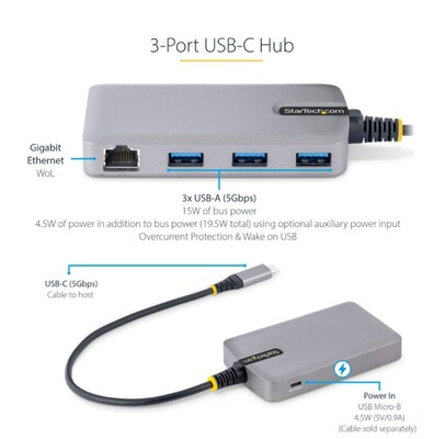 StarTech 4-Port USB-C Hub, Space Gray (5G3AGBB-USB-C-HUB)