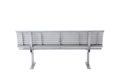 Alpine Industries 6' Galvanized Steel Park Bench with Curved Intermediate Armrest, Silver (ALP4250-6)
