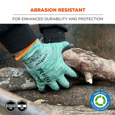 Ergodyne ProFlex 7002-ECO Recycled PU Coated Gloves, 15 Gauge, Green, Small (10562)