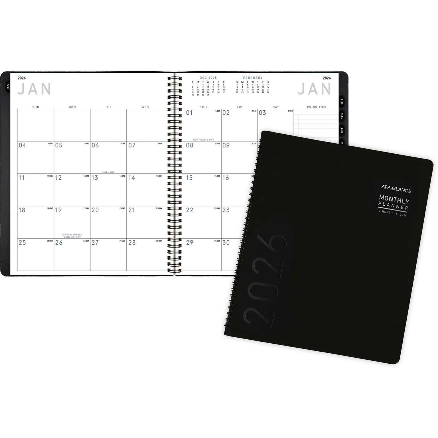 2026 AT-A-GLANCE Contemporary 9 x 11 Monthly Planner, Faux Leather Cover, Black (70-260X-05-26)