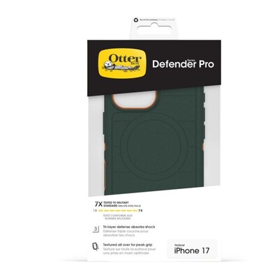OtterBox Defender Pro MagSafe Phone Case for iPhone 17, Shock Absorbing, Green Intrigue (77-98411)