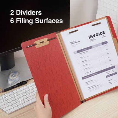 Staples Moisture Resistant Classification Folder, 2-Dividers, 2.5" Expansion, Letter Size, Dark Red, 10/Box (ST614622-CC)