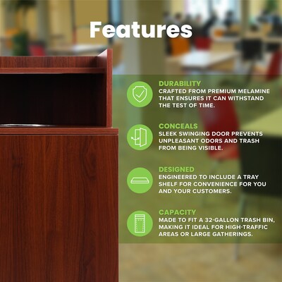 Alpine Industries Trash Can, 32 Gallon, Mahogany (ALP476-DH-MA)