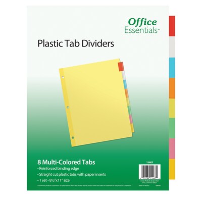 Avery Office Essentials Insertable Paper Dividers, 8 Tabs, Multicolored (11467)