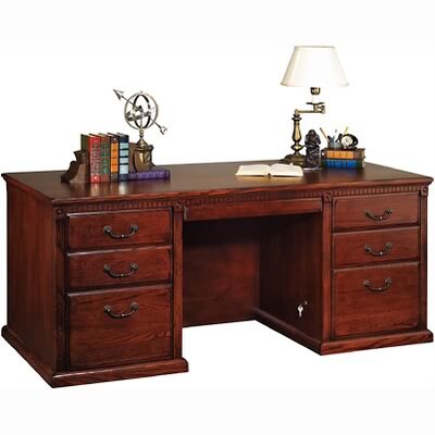 Martin Furniture Huntington Oak Office Collection in Burnish Finish; Executive Desk