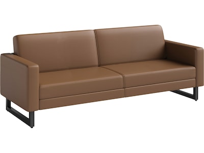 Safco Mirella 77 Vinyl Lounge Sofa, Cognac (1730MRL2BLKCOG)