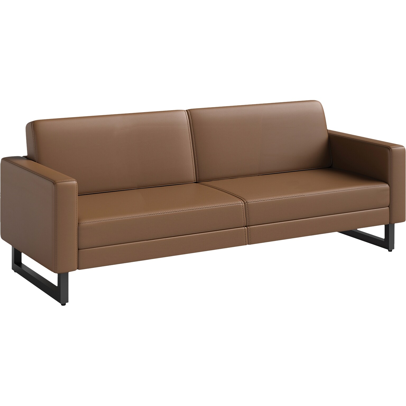 Safco Mirella 77 Vinyl Lounge Sofa, Cognac (1730MRL2BLKCOG)