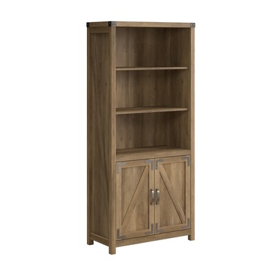 Bush Furniture Knoxville 72"H 5-Shelf Bookcase with Doors, Reclaimed Pine (CGB132RCP-03)