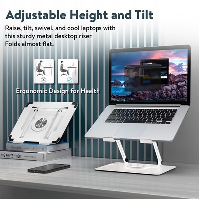 Uncaged Ergonomics 10.2" x 10" Metal Swivel Laptop Stand 2.0, White (SLS-White)