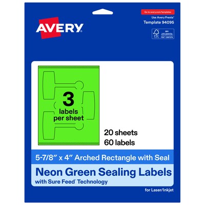 Avery Laser/Inkjet Multipurpose Labels, 5-7/8 x 4, Neon Green, 60 Labels/Pack (19479370805)