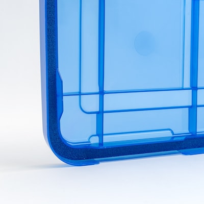 Iris 16 Quart Ultimate Clear Plastic Latching Storage Bin, Blue (500196)