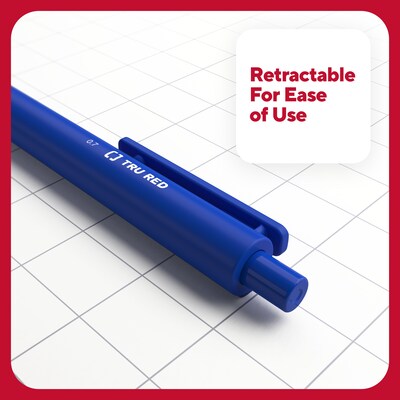 TRU RED™ Retractable Quick Dry Gel Pens, Medium Point, 0.7mm, Blue, 5/Pack (TR54495)