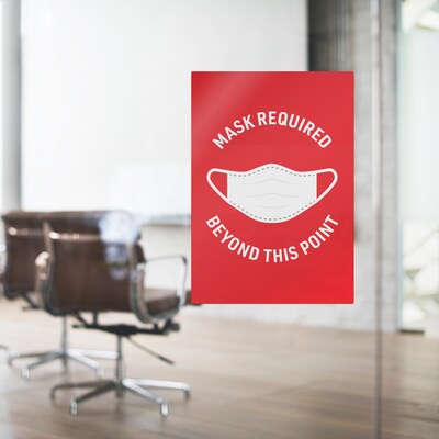 Avery Surface Safe "Mask Required Beyond This Point" Preprinted Wall Decals, 7" x 10", Red/White, 5 Pack (83177)