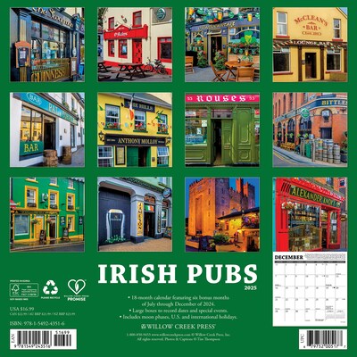 2025 Willow Creek Irish Pubs 12 x 12 Monthly Wall Calendar (43516)
