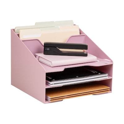 Staples 5-Compartment Plastic Desktop Organizer, Dusty Pink (ST63874)